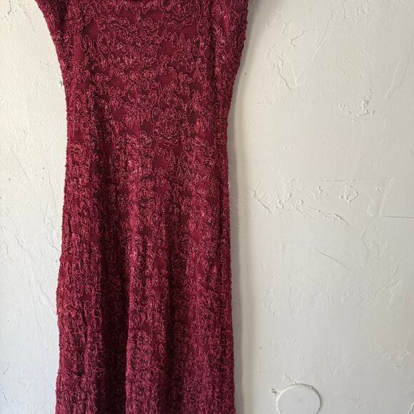 Y2K Betsey Johnson Red Lace Slip Dress XS Ruffle Hem Vamp Romantic Goth Dress - Picture 6 of 11